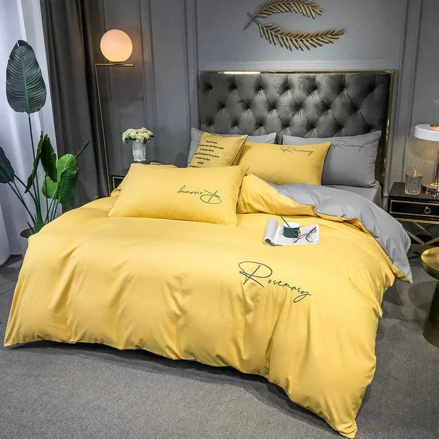 EmbroiLuxe - Housse de Couette Élégante en Tissu Premium - Rynova