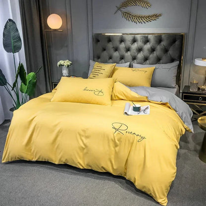 EmbroiLuxe - Housse de Couette Élégante en Tissu Premium - Rynova