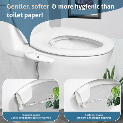 SAMODRA - Attache Bidet Ultra Mince pour Siège de Toilette - Double Buse, Pression d'Eau Réglable, Non Électrique - Rynova
