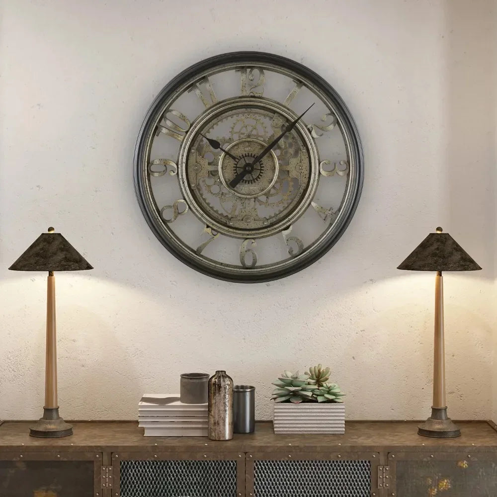 Horloge MétalGear – Design Industriel avec Chiffres Arabes et Engrenages Mobiles - Rynova