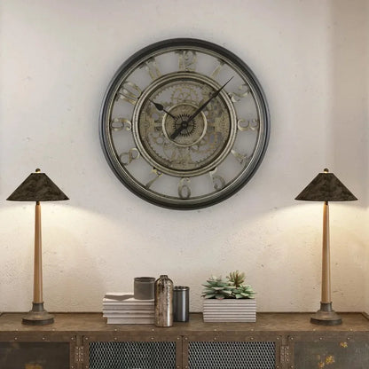 Horloge MétalGear – Design Industriel avec Chiffres Arabes et Engrenages Mobiles - Rynova