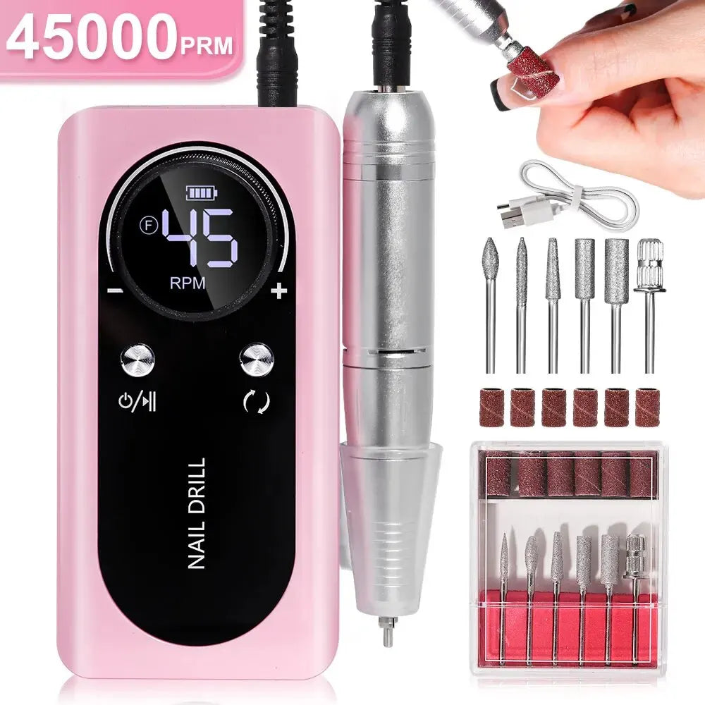 Machine Professionnelle à Ponceuse Ongles Rechargeable 45000RPM - Faible Bruit | Outil Manucure Salon - Rynova