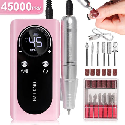 Machine Professionnelle à Ponceuse Ongles Rechargeable 45000RPM - Faible Bruit | Outil Manucure Salon - Rynova
