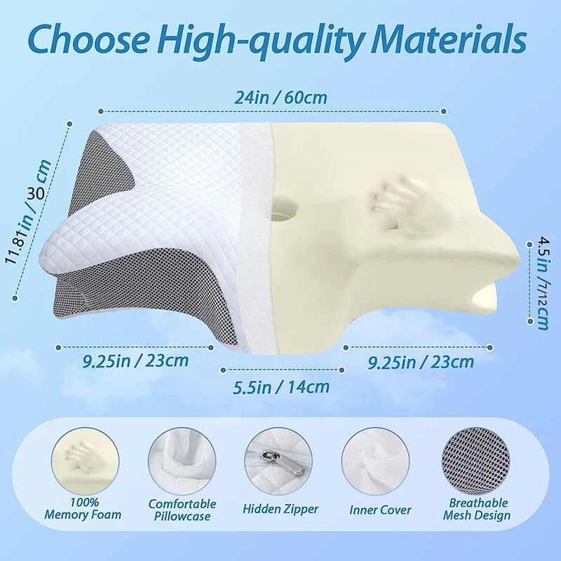 Oreiller Cervical Ergonomique à Mémoire de Forme RelaxConfort - 2 en 1 pour Soulager les Douleurs Cervicales - Rynova