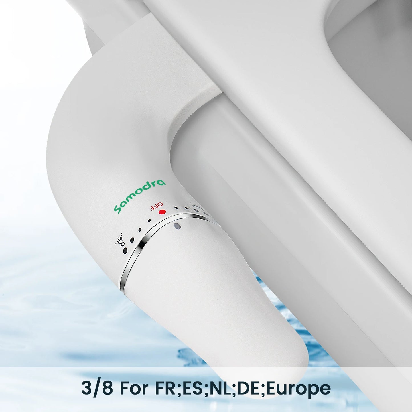 SAMODRA - Attache Bidet Ultra Mince pour Siège de Toilette - Double Buse, Pression d'Eau Réglable, Non Électrique - Rynova