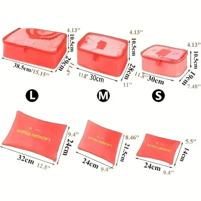 VoyageOrganisé – Set de 6 Sacs de Rangement de Voyage Grande Capacité pour Vêtements, Chaussures et Accessoires - Rynova