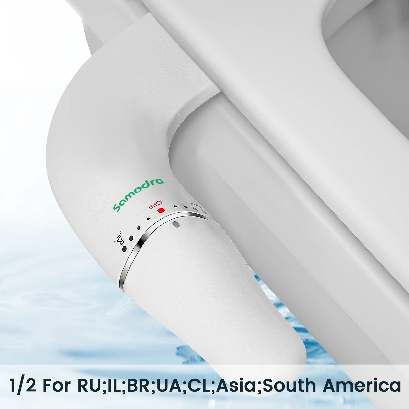 SAMODRA - Attache Bidet Ultra Mince pour Siège de Toilette - Double Buse, Pression d'Eau Réglable, Non Électrique - Rynova