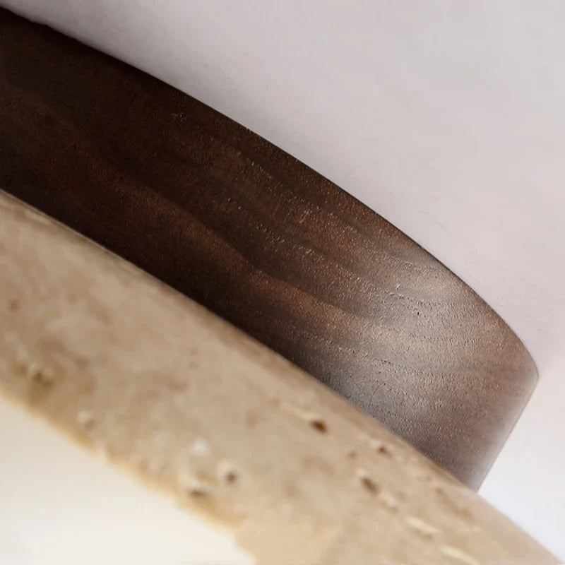 PierreLuxe - Lustre Encastré en Travertin pour Hall et Escalier - Rynova