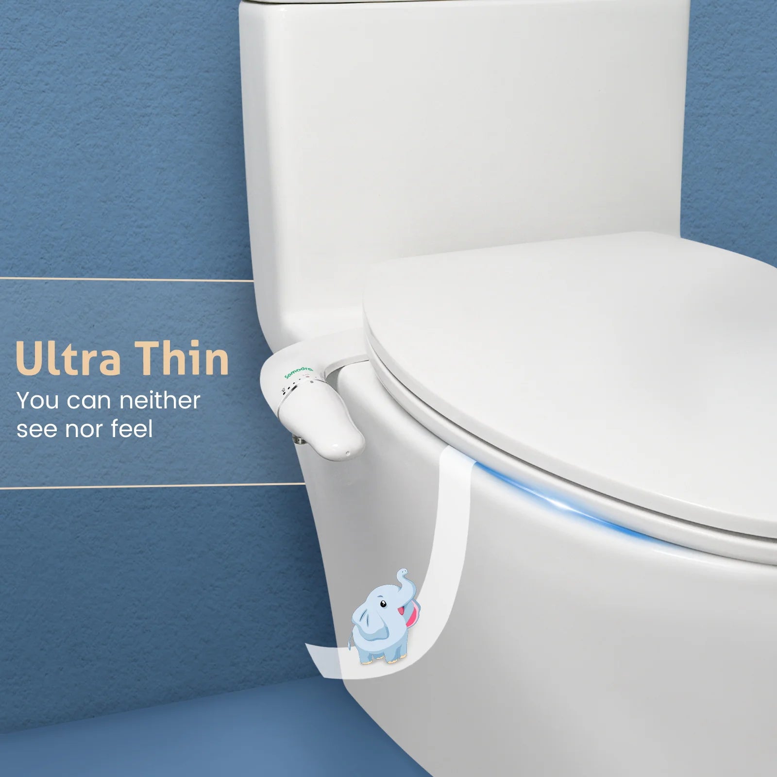 SAMODRA - Attache Bidet Ultra Mince pour Siège de Toilette - Double Buse, Pression d'Eau Réglable, Non Électrique - Rynova