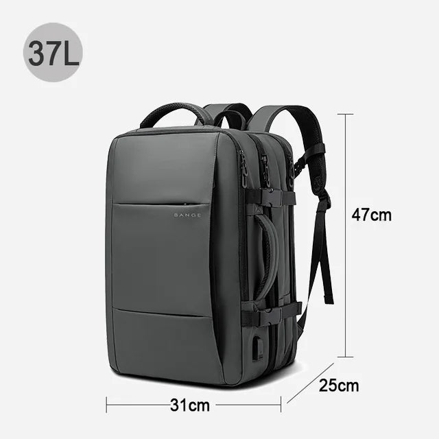 Sac à Dos de Voyage BANGE Pro – Grand Sac Étanche avec Port USB, Extensible, Capacité 17.3 pouces, Sac à Dos d’Affaires pour Homme - Rynova