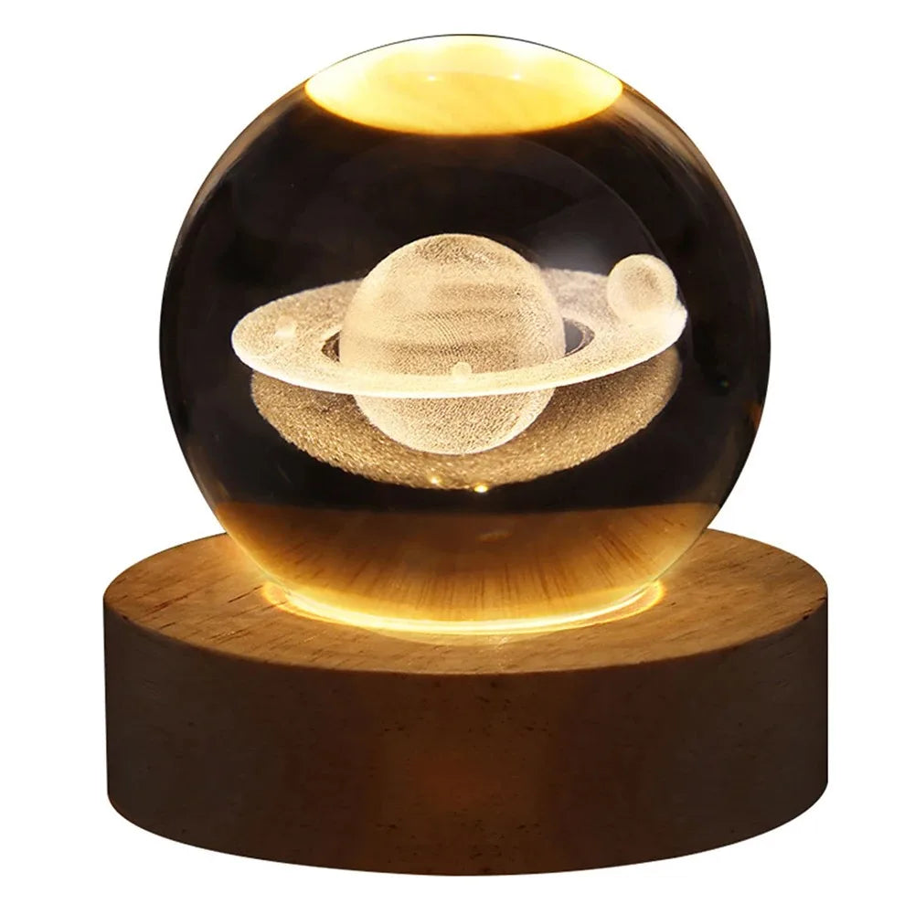 GALAXIE Éblouissante - Lampe à Crystal 3D avec Projections Planétaires - Éclairage USB Ambiance Cozy - Rynova