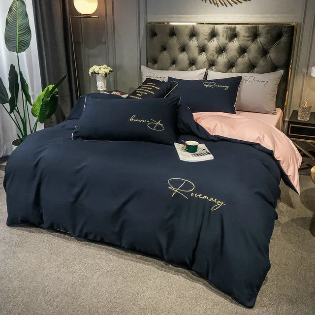 EmbroiLuxe - Housse de Couette Élégante en Tissu Premium - Rynova