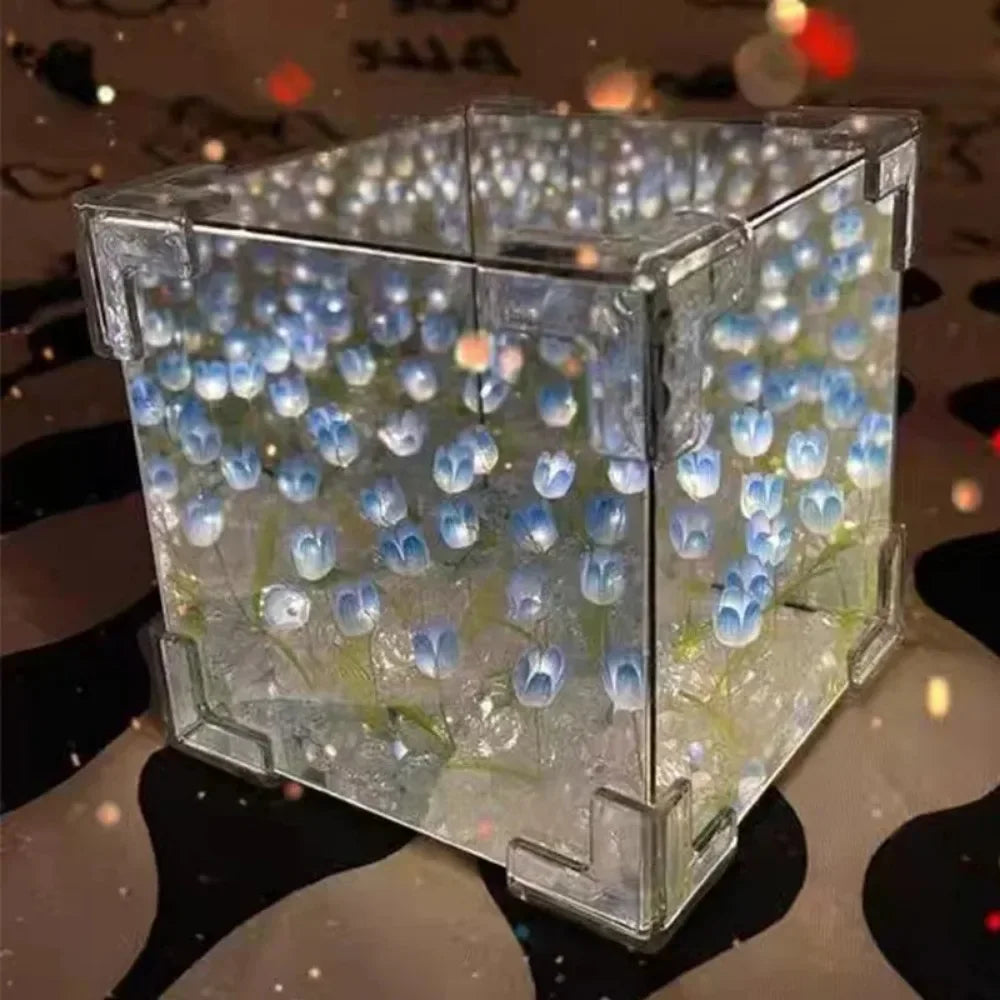 Tulifée - Lampe Cube Miroir Tulipe DIY, Veilleuse 3D Créative - Rynova