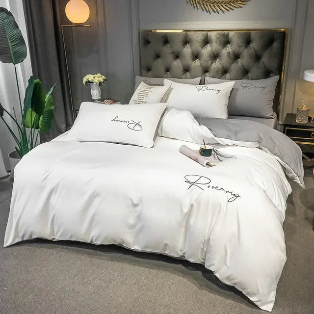 EmbroiLuxe - Housse de Couette Élégante en Tissu Premium - Rynova