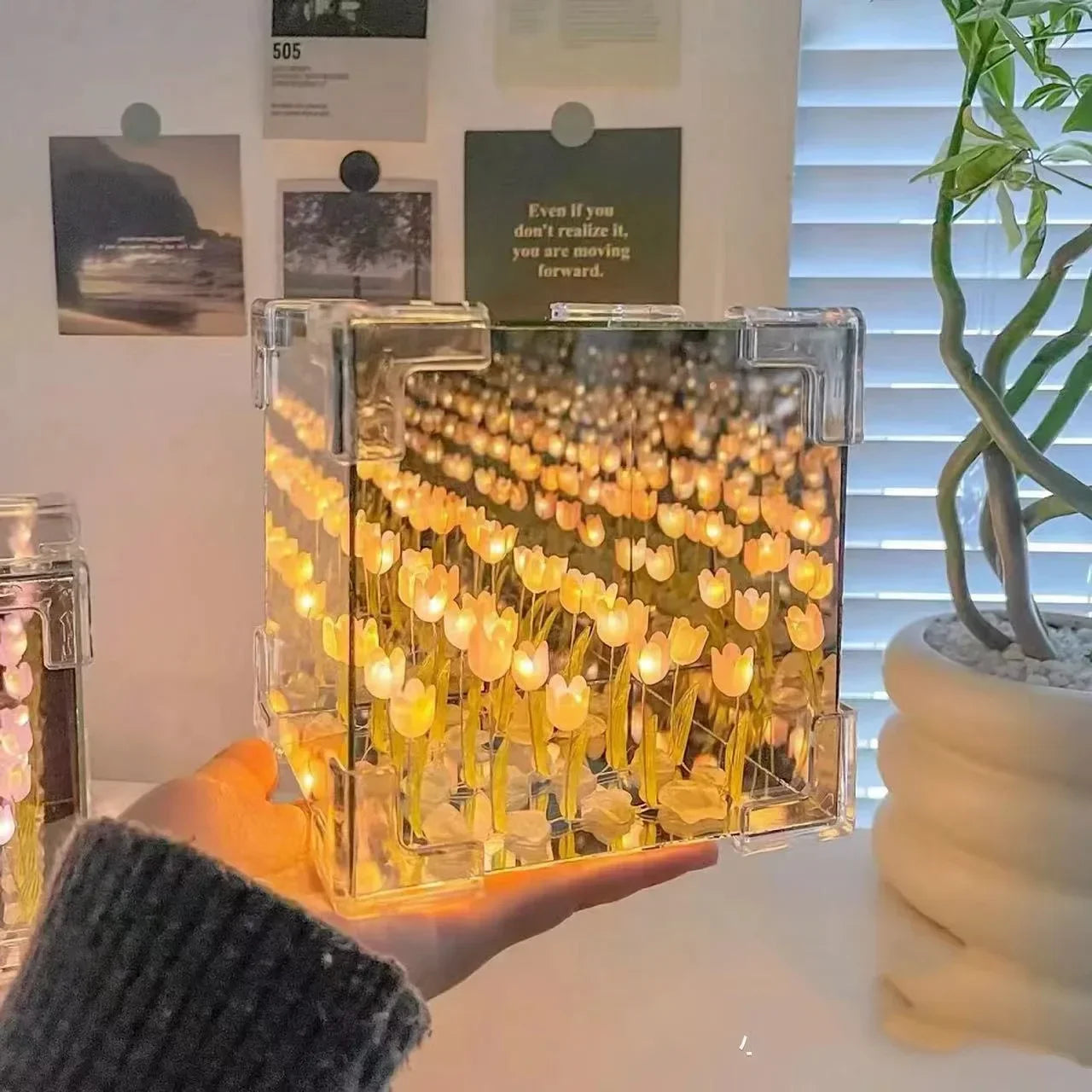 Tulifée - Lampe Cube Miroir Tulipe DIY, Veilleuse 3D Créative - Rynova