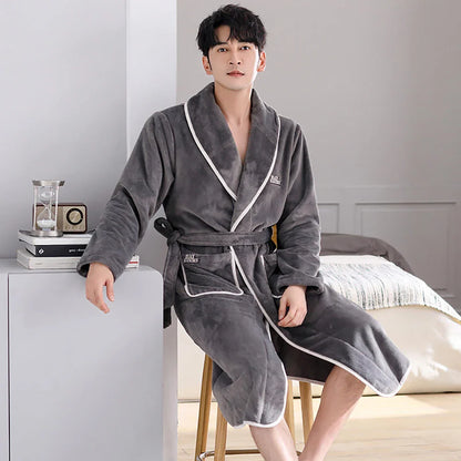 LuxeChaud - Peignoir en Flanelle Douce et Chaude pour Homme - Rynova