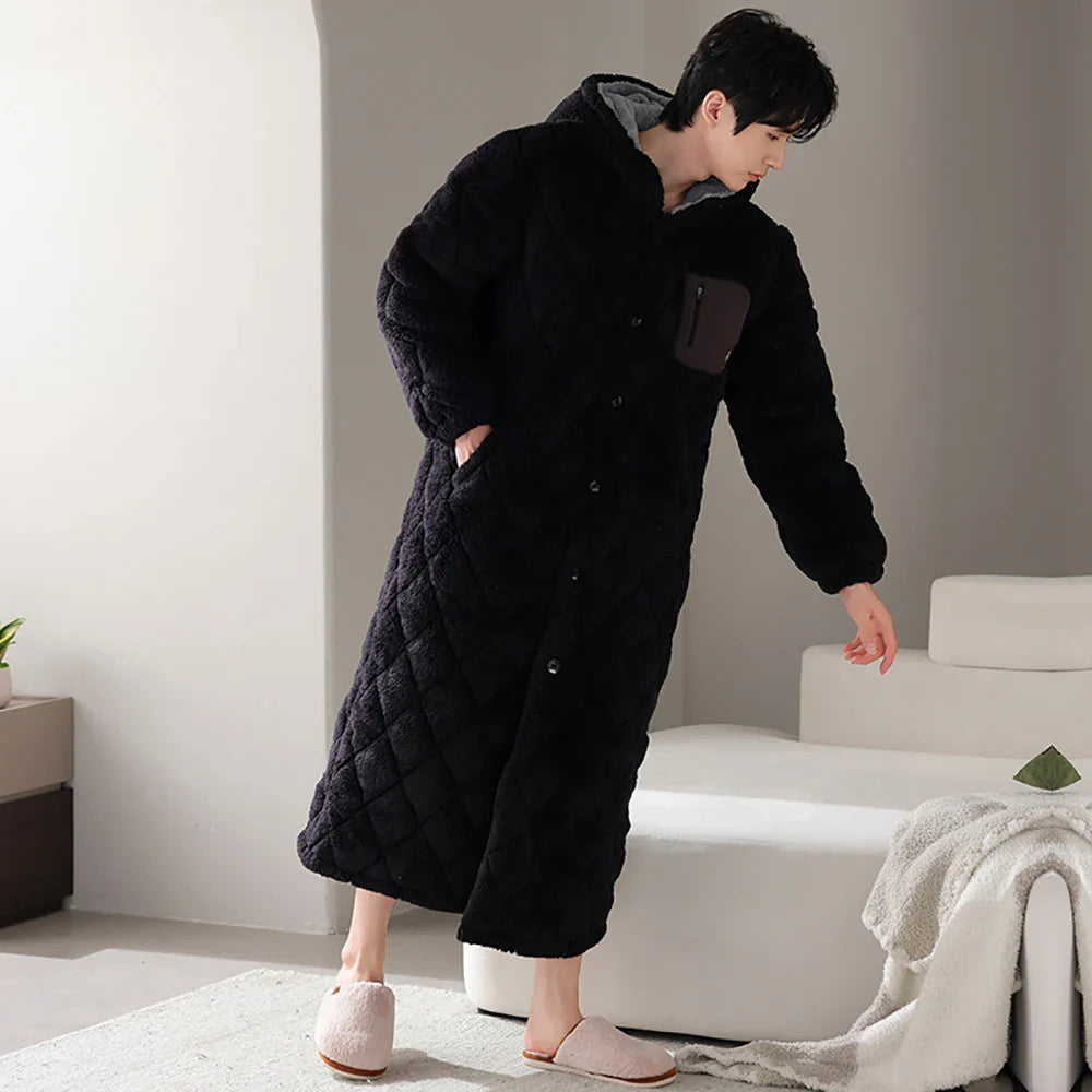 ChaleurDouce – Peignoir à Capuche 3 Couches pour Homme - Rynova