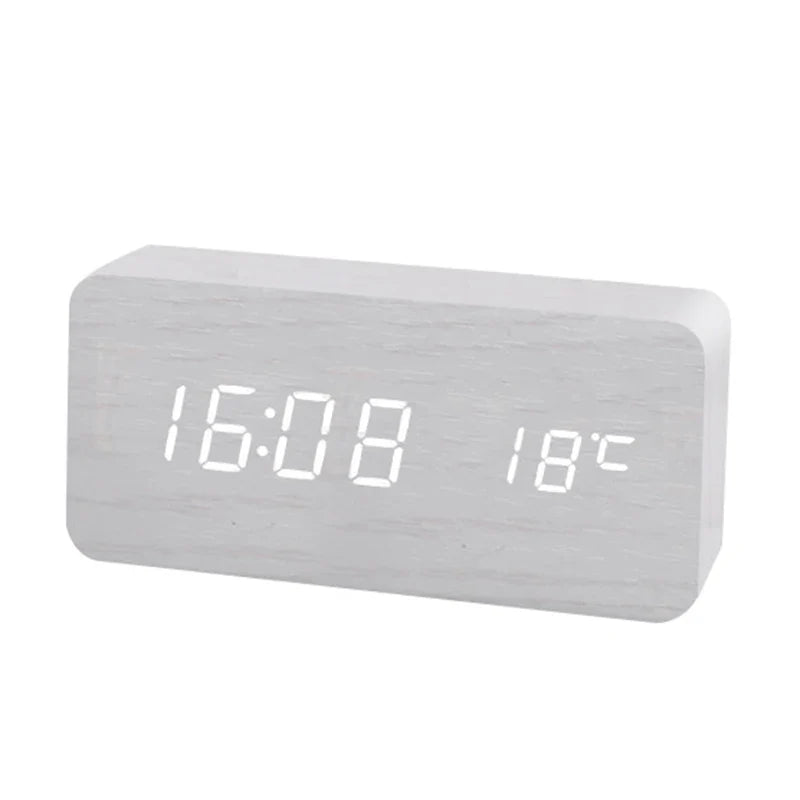 EcoHorloge – Horloge LED en bois avec affichage de la température et chargement sans fil - Rynova