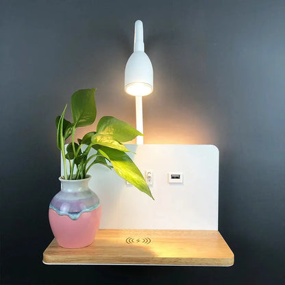 LumiCharge | Applique Murale LED avec USB et Charge Sans Fil - Rynova