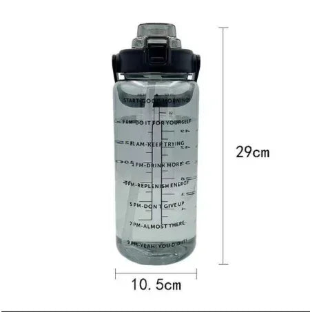 HydroMax – Bouteille d’Eau Portable 2L avec Paille, Indicateur de Temps et Grande Capacité - Rynova