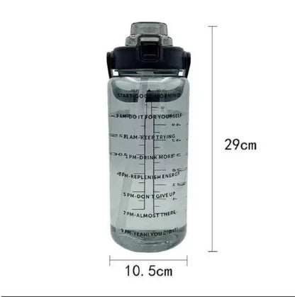HydroMax – Bouteille d’Eau Portable 2L avec Paille, Indicateur de Temps et Grande Capacité - Rynova