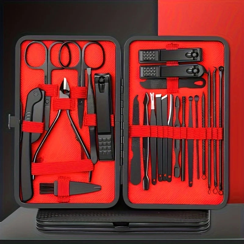 KitManucurePro - Trousse de Coupe-Ongles Professionnelle 7-24pcs Ultra-Affûtée pour Hommes et Femmes - Soins Solides de Pédicure - Rynova