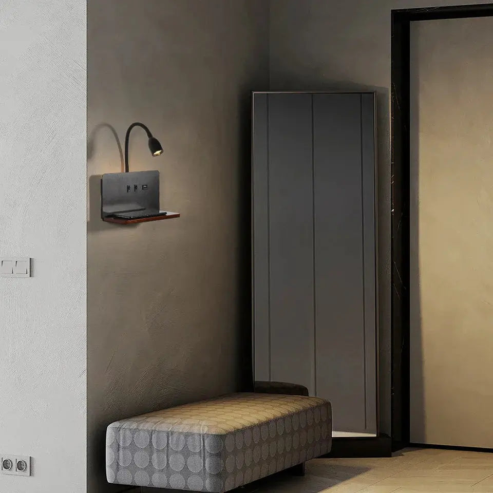 LumiCharge | Applique Murale LED avec USB et Charge Sans Fil - Rynova