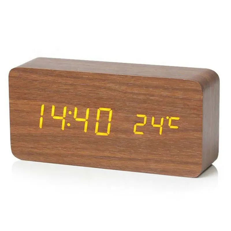 Horloge BoisÉco – Réveil Numérique en Bois avec Affichage LED - Rynova