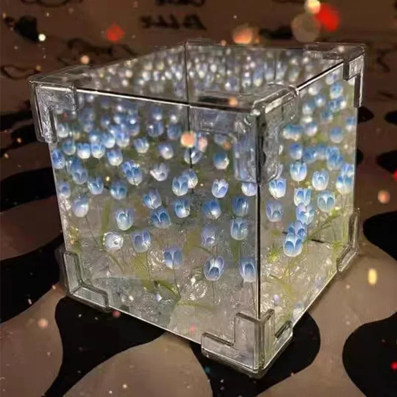 Tulifée - Lampe Cube Miroir Tulipe DIY, Veilleuse 3D Créative - Rynova