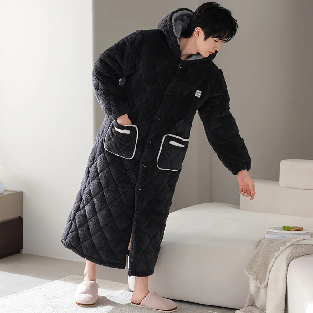 ChaleurDouce – Peignoir à Capuche 3 Couches pour Homme - Rynova