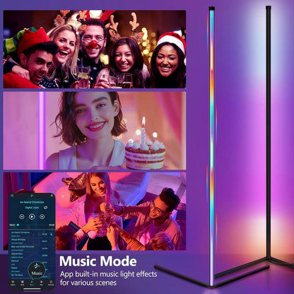 LumiAmbiance - Lampadaire LED RGB avec Sync Musique et 16 Millions de Couleurs