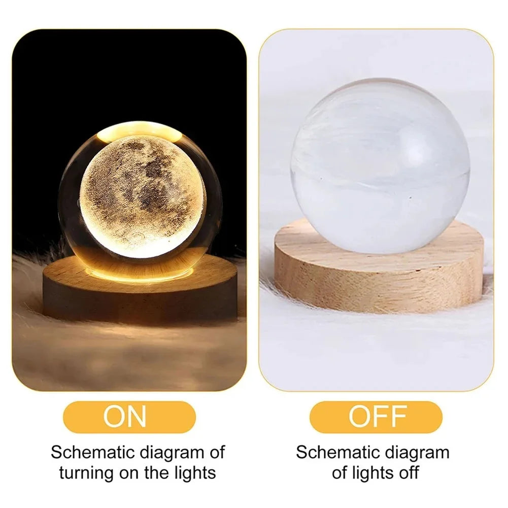 GALAXIE Éblouissante - Lampe à Crystal 3D avec Projections Planétaires - Éclairage USB Ambiance Cozy - Rynova