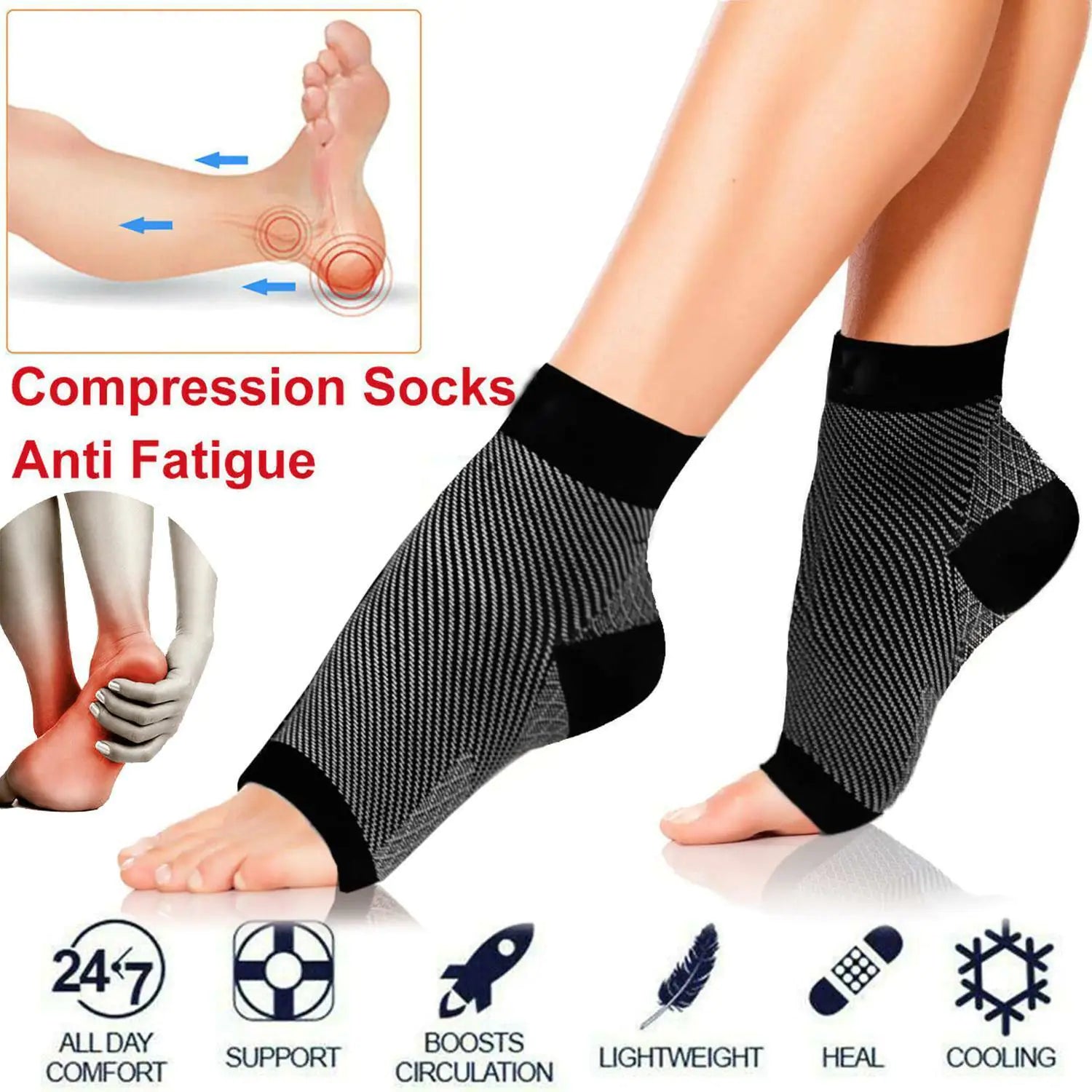 ProRelief - Chaussettes compressives pour les pieds et les chevilles - Rynova