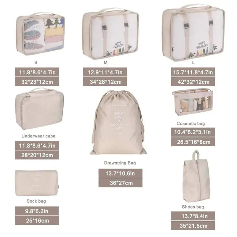 OrganisateurVoyage - Ensemble de 8 Sacs de Voyage Grande Capacité - Rynova