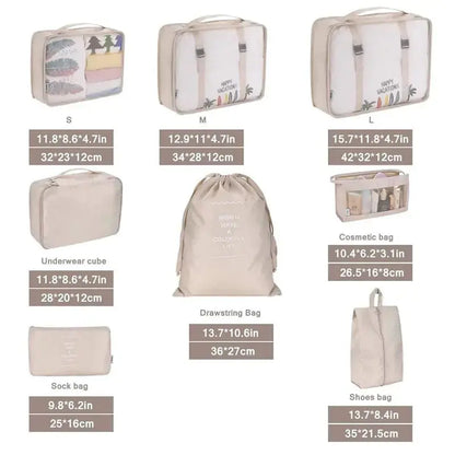 OrganisateurVoyage - Ensemble de 8 Sacs de Voyage Grande Capacité - Rynova