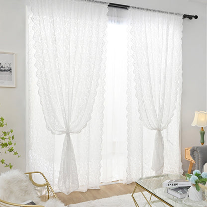 LaceÉclat - Rideau Transparent en Dentelle Blanche pour une Élégance Délicate - Rynova