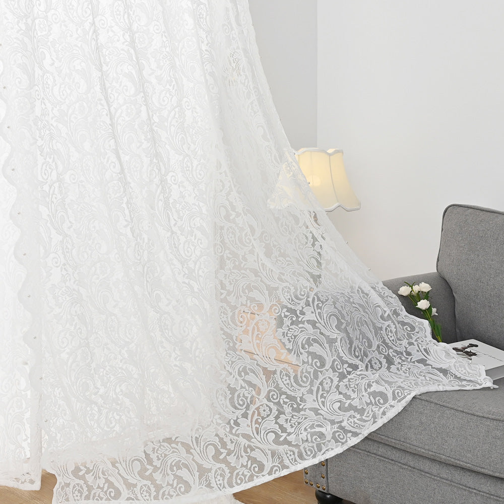 LaceÉclat - Rideau Transparent en Dentelle Blanche pour une Élégance Délicate - Rynova