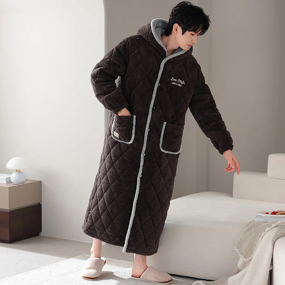 ChaleurDouce – Peignoir à Capuche 3 Couches pour Homme - Rynova