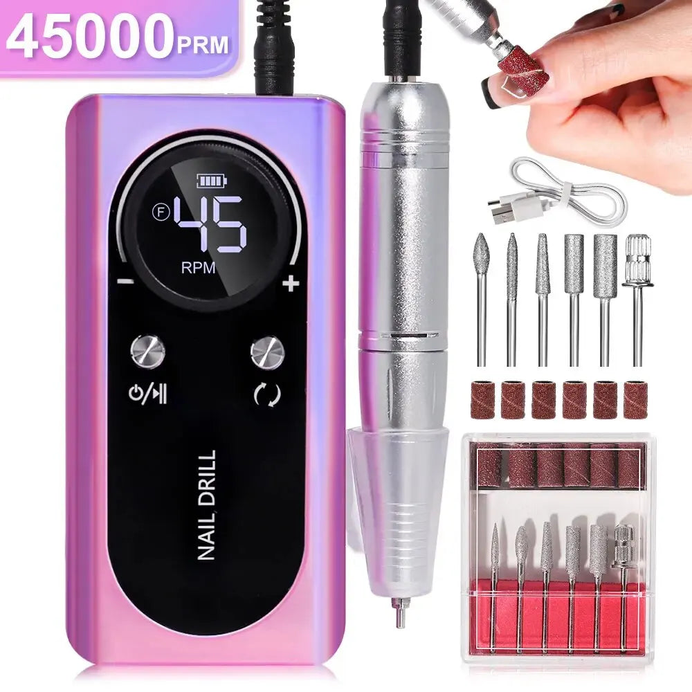 Machine Professionnelle à Ponceuse Ongles Rechargeable 45000RPM - Faible Bruit | Outil Manucure Salon - Rynova