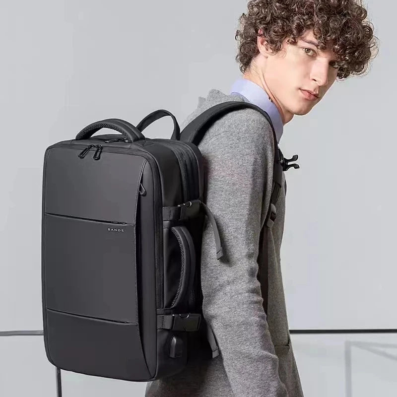 Sac à Dos de Voyage BANGE Pro – Grand Sac Étanche avec Port USB, Extensible, Capacité 17.3 pouces, Sac à Dos d’Affaires pour Homme - Rynova