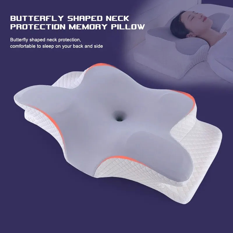 Oreiller Mémoire de Forme Papillon RelaxNeck - Soulagement des Douleurs Cervicales et Confort Orthopédique - Rynova