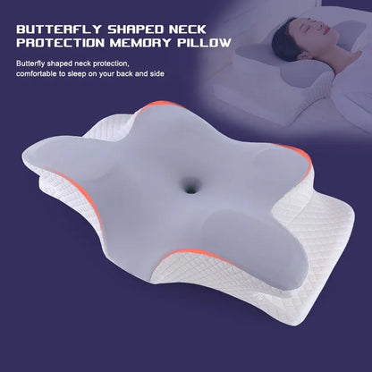 Oreiller Mémoire de Forme Papillon RelaxNeck - Soulagement des Douleurs Cervicales et Confort Orthopédique - Rynova