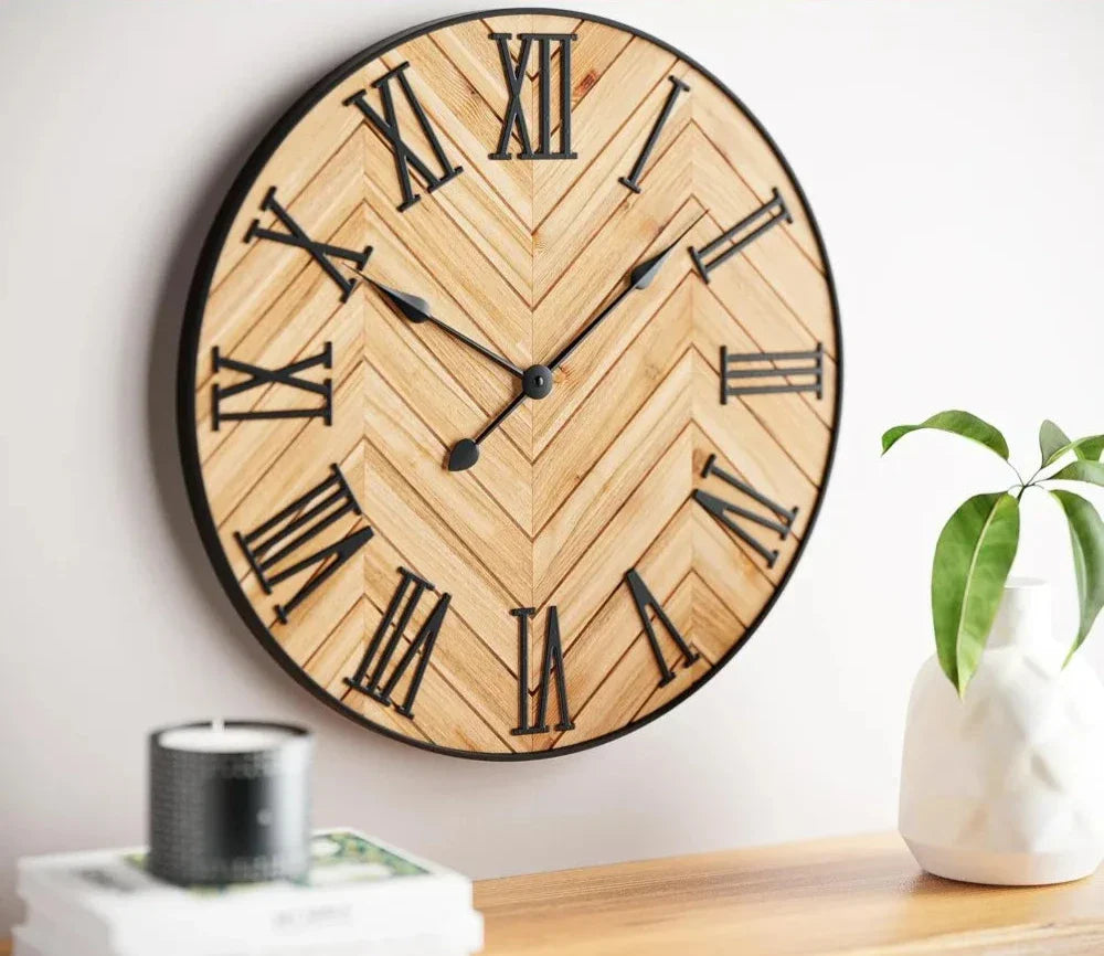 ÉléganceRustique – Horloge Murale avec Chiffres Romains - Rynova