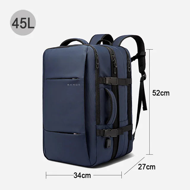 Sac à Dos de Voyage BANGE Pro – Grand Sac Étanche avec Port USB, Extensible, Capacité 17.3 pouces, Sac à Dos d’Affaires pour Homme - Rynova