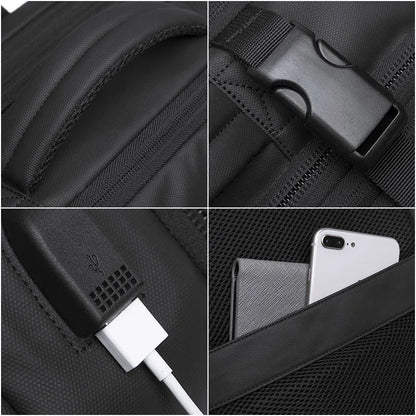 Sac à Dos de Voyage BANGE Pro – Grand Sac Étanche avec Port USB, Extensible, Capacité 17.3 pouces, Sac à Dos d’Affaires pour Homme - Rynova