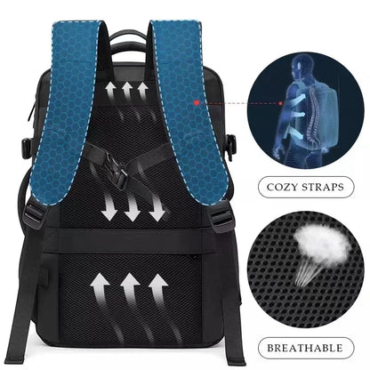 Sac à Dos de Voyage BANGE Pro – Grand Sac Étanche avec Port USB, Extensible, Capacité 17.3 pouces, Sac à Dos d’Affaires pour Homme - Rynova