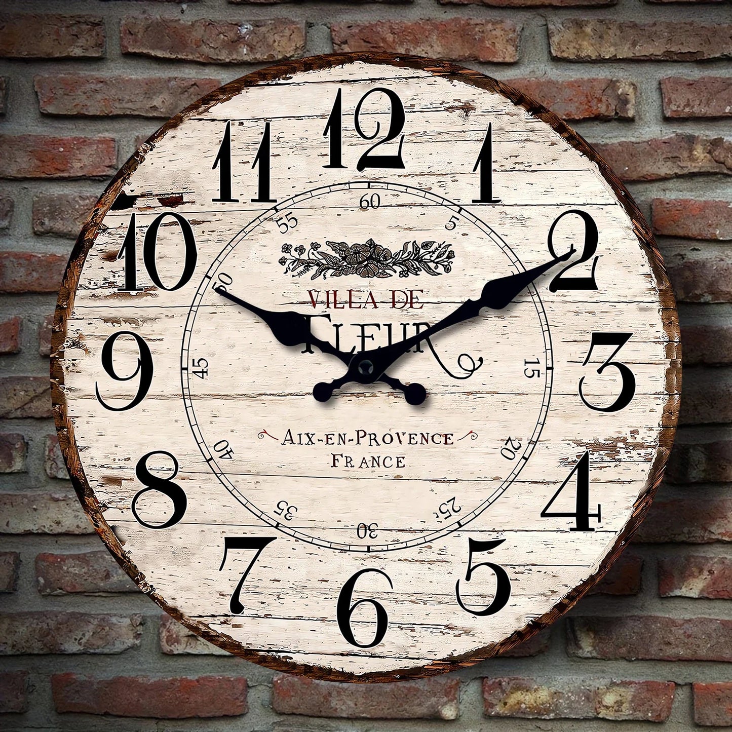 Horloge Murale Silencieuse CharmRustic – Finition Vintage en Bois, Sans Tic-Tac - Rynova