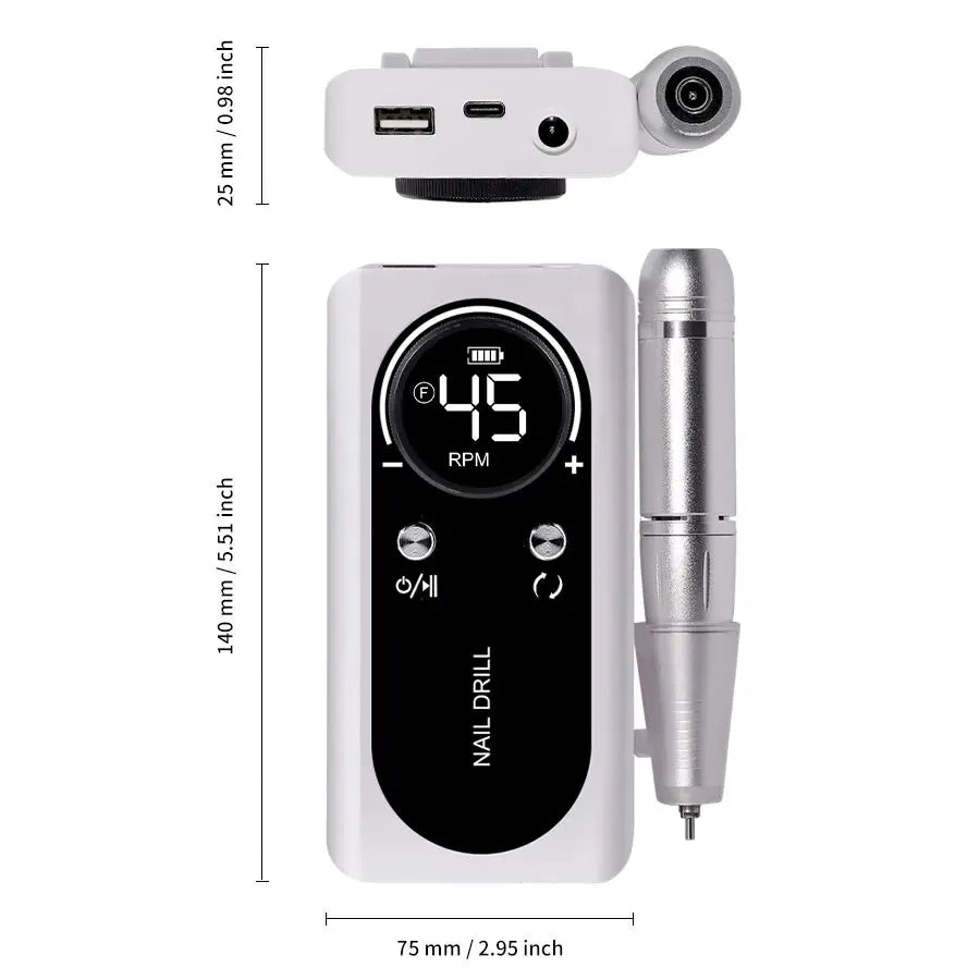 Machine Professionnelle à Ponceuse Ongles Rechargeable 45000RPM - Faible Bruit | Outil Manucure Salon - Rynova