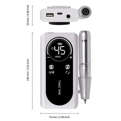 Machine Professionnelle à Ponceuse Ongles Rechargeable 45000RPM - Faible Bruit | Outil Manucure Salon - Rynova