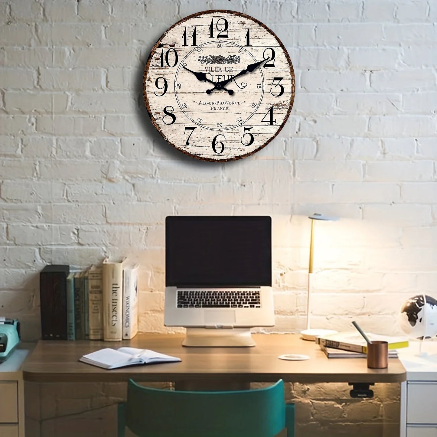 Horloge Murale Silencieuse CharmRustic – Finition Vintage en Bois, Sans Tic-Tac - Rynova